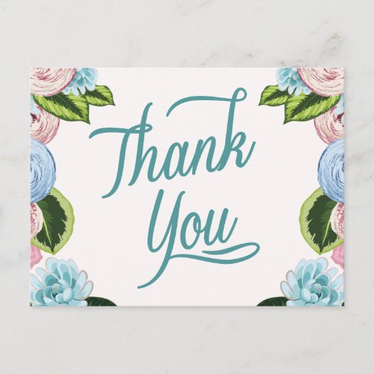 Waterverf Bloemen Dank u briefkaarten (Voorkant)