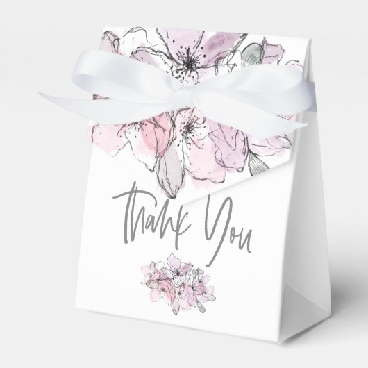 Waterverf Bloemen Dank u Namen Date White Bedankdoosjes (Voorkant Zijde)