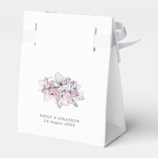 Waterverf Bloemen Dank u Namen Date White Bedankdoosjes (Achterkant)