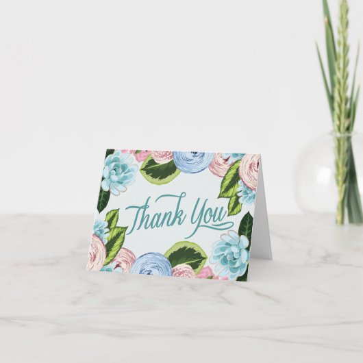 Waterverf Bloemen Dank u Opmerking Kaarten 2 (Voorkant)