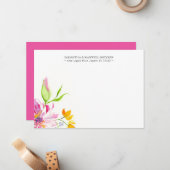 Waterverf Bloemen Dank u opmerking Kaarten Notitiekaartje (Voorkant / Achterkant in situ)