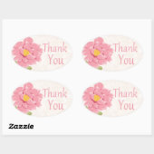 Waterverf Bloemen Dank u Roze Pioen Bloem Ovale Sticker (Vel)