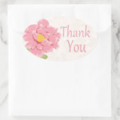 Waterverf Bloemen Dank u Roze Pioen Bloem Ovale Sticker (Tas)