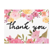 Waterverf Bloemen Dank U Trouwtypografie