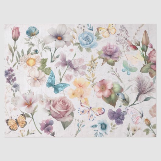 Waterverf Bloemen Decoupage tissuepapier (Voorkant)