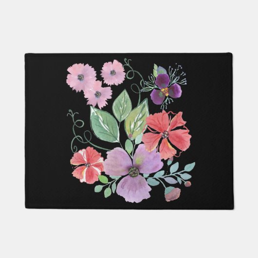 Waterverf bloemen . deurmat (Voorkant)