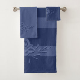  Waterverf bloemen diep blauw Bad Handdoek