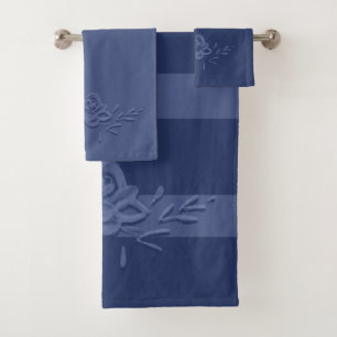 Waterverf bloemen diep blauw Bad Handdoek