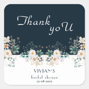 Waterverf Bloemen Diep in de Droom Dank u Vierkante Sticker
