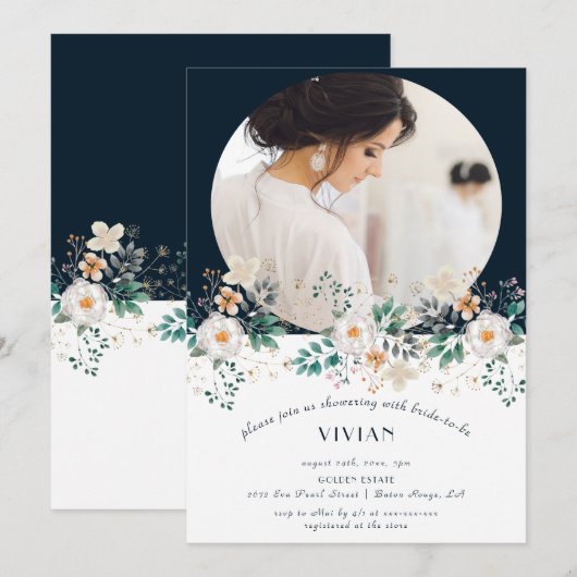 Waterverf Bloemen diep in de droom foto bruids Kaart (Voorkant / Achterkant)