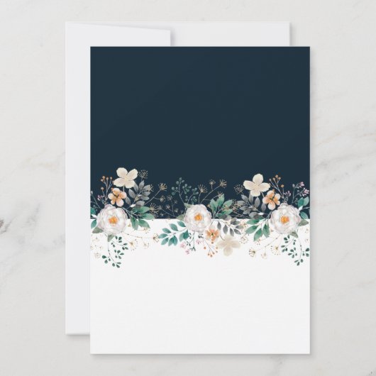 Waterverf Bloemen Diep In De Droom Foto Bruiloft Kaart (Achterkant)