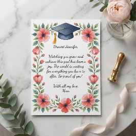 Waterverf Bloemen Dochter Afstudeergedicht Kaart