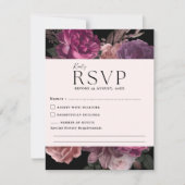 Waterverf Bloemen Donker Moody Romantische bruilof RSVP Kaartje (Voorkant)