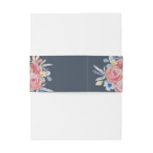 Waterverf bloemen Donkerblauw bruiloft Uitnodigingen Wikkel (Achterkant Voorbeeld)