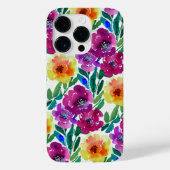 Waterverf Bloemen Donkerrood en Geel Case-Mate iPhone Case (Achterkant)
