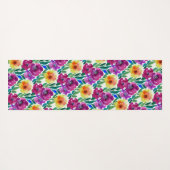 Waterverf Bloemen Donkerrood en Geel Yogamat (Achterkant (horizontaal))