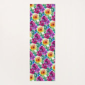 Waterverf Bloemen Donkerrood en Geel Yogamat (Achterkant)