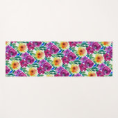 Waterverf Bloemen Donkerrood en Geel Yogamat (Voorkant (horizontaal))