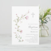 waterverf bloemen Doop Kaart (Staand voorkant)