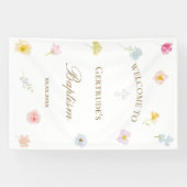 waterverf bloemen Doop Spandoek (Horizontaal)