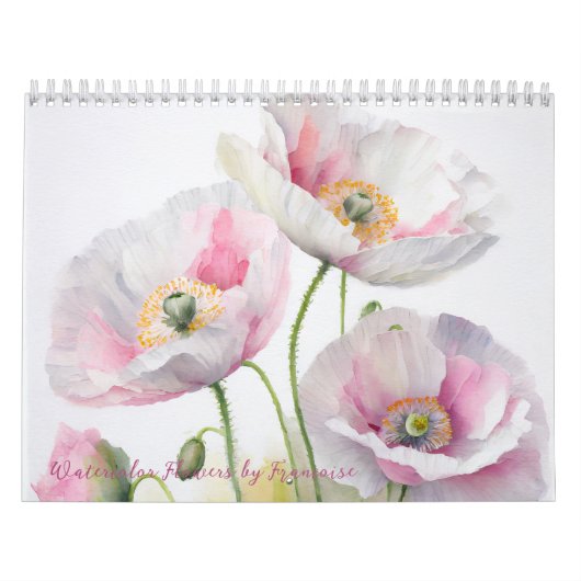 Waterverf bloemen door Francoise 12 maand Kalender (Hoes)