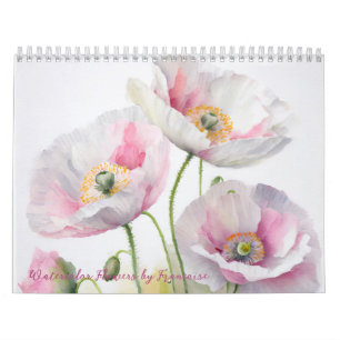 Waterverf bloemen door Francoise 12 maand Kalender