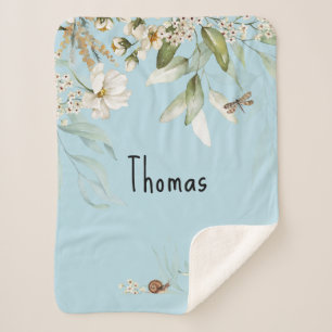 Waterverf Bloemen Drop, Baby Boy Stroller Sherpa Deken
