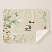 Waterverf Bloemen Drop Sherpa Stroller Boy Deken (Voorkant (horizontaal))