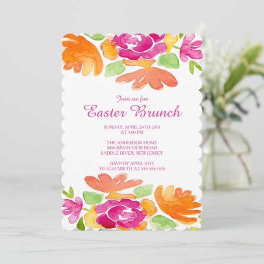 Waterverf bloemen Easter Dinner Party Uitnodiging (Staand voorkant)