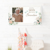 Waterverf bloemen Eén foto 90th Birthday Spandoek (Insitu)