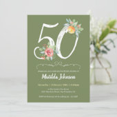 Waterverf Bloemen Eenvoudig 50ste Verjaardagsfeest Kaart (Staand voorkant)