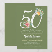 Waterverf Bloemen Eenvoudig 50ste Verjaardagsfeest Kaart (Voorkant / Achterkant)
