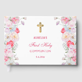 Waterverf Bloemen Eerste Communie Gastboek Gastenboek