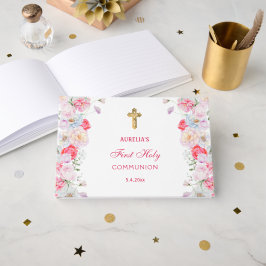 Waterverf Bloemen Eerste Communie Gastboek Gastenboek