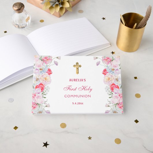 Waterverf Bloemen Eerste Communie Gastboek Gastenboek (Voorkant open)