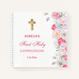 Waterverf Bloemen Eerste Communie Gastboek Notitieboek