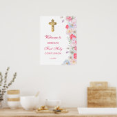 Waterverf Bloemen Eerste Communie Welkom Poster (Keuken)