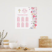 Waterverf Bloemen Eerste Communie Zitting Grafiek Poster (Keuken)