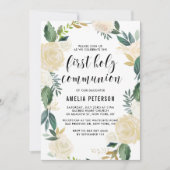 Waterverf bloemen Eerste Heilige Communie Glitter Kaart (Voorkant)