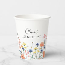 Waterverf bloemen eerste verjaardag wilde bloem