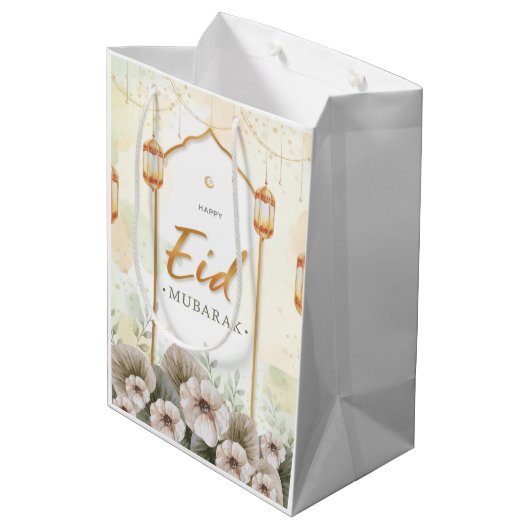 Waterverf bloemen Eid Mubarak Medium Cadeauzakje (Achterkant Gekanteld)