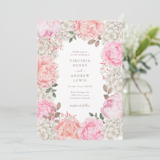 Waterverf Bloemen Elegant Tuin Bruiloft Kaart (Staand voorkant)