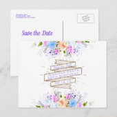 Waterverf Bloemen Elegant Verjaardagsfeest Aankondigingskaart (Voorkant / Achterkant)