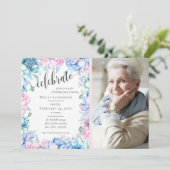 Waterverf Bloemen Elegante Boerderij Verjaardagsfo Kaart (Staand voorkant)