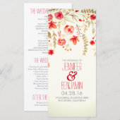 Waterverf Bloemen Elegante herfst bruiloft program Programmakaart (Voorkant / Achterkant)