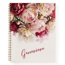 Waterverf Bloemen | Elegante Pioen Aangepaste Naam