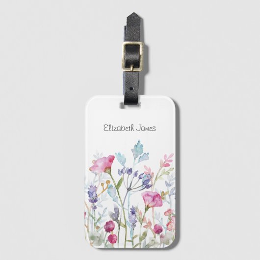  Waterverf Bloemen en Bessen Bagagelabel (Voorkant (verticaal))