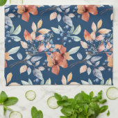 Waterverf bloemen en bessen op Navy Blue Theedoek (Gevouwen)