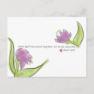Waterverf bloemen en Bijbelversies voor liefde Briefkaart