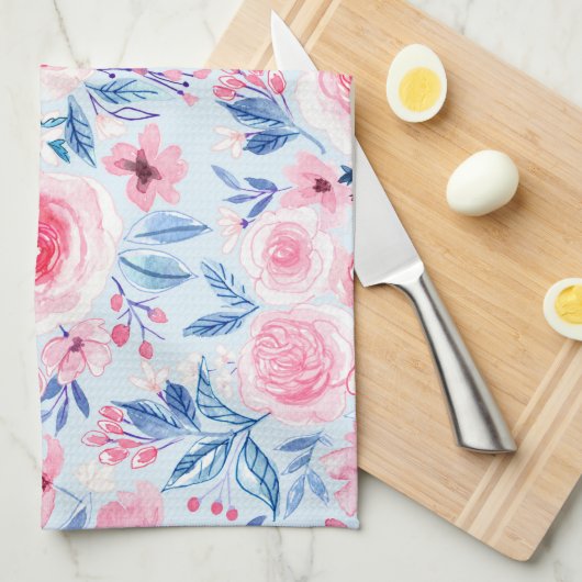 Waterverf bloemen en bladeren 2 theedoek (Quarter Fold)